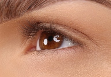 Nahaufnahme eines Auges mit kurzen Wimpern